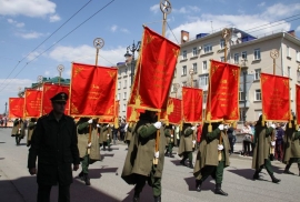 Омские борцы приняли участие в шествии Бессмертного Полка